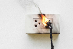 outlet on fire due to electrical problem