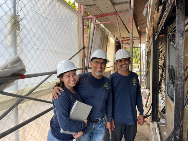 electricians Hugo, Ramiro and Becky