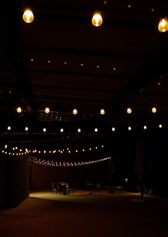 lights outside on the porch